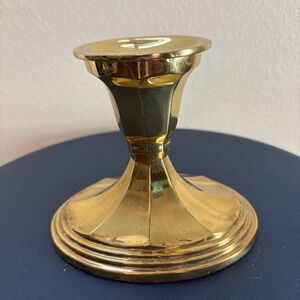 Vintage Solid Brass Candle Holder  Stiffel Single‎ Oval Base - Labeled